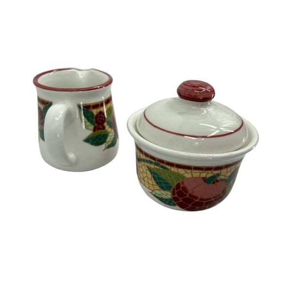 Pier 1 canister set creamer and sugar earthenware Mosaic Fruit Italy - Picture 2 of 9
